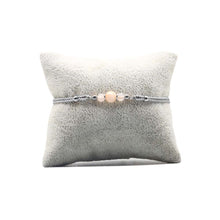 Charger l&#39;image dans la galerie, Bracelet de Créateur Cordon Gris - Quartz Rose  Argent