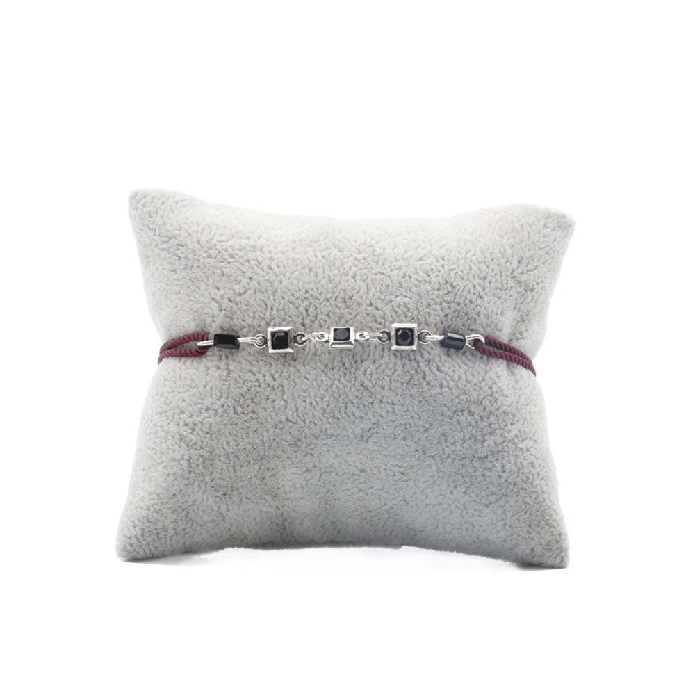 Bracelet Divine Rouge Bordeaux - Cristal Noir Argent