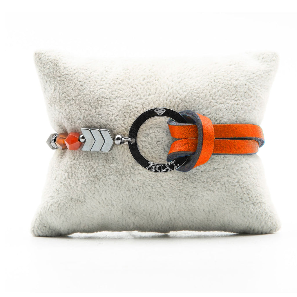 Bracelet Personnalisable Phoenix Agate Ruthénium Orange